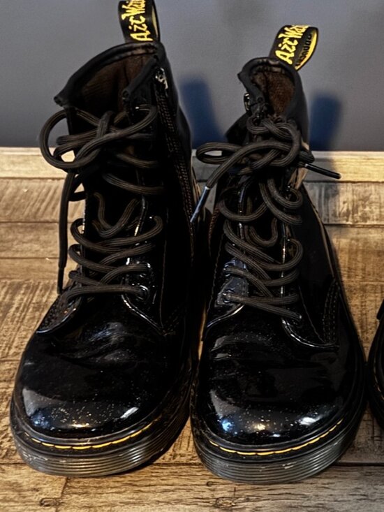 Dr. Martens Other - Doc Martens 1460 Girls Boots,Black Sparkly Patent Leather,Size: Kids' 2, Worn 1x